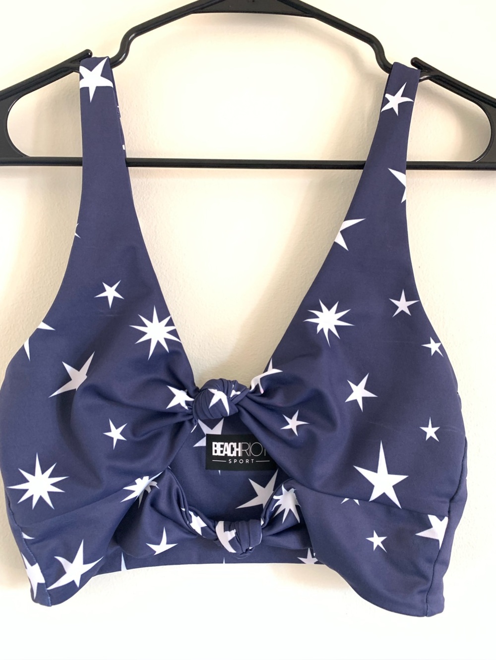 Beach Riot Bowie Sports Bra in Marine Navy Blue & White Stars Medium